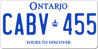 ON license plate CABV455