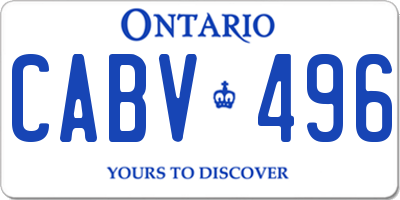 ON license plate CABV496