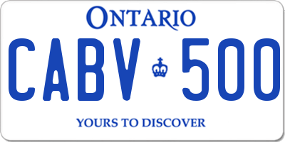 ON license plate CABV500