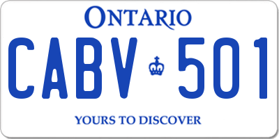 ON license plate CABV501