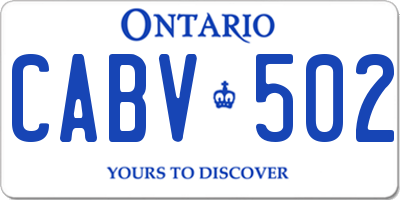 ON license plate CABV502