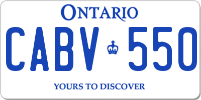 ON license plate CABV550