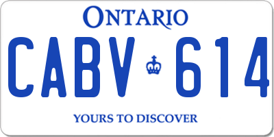 ON license plate CABV614