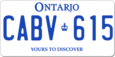 ON license plate CABV615