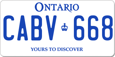 ON license plate CABV668