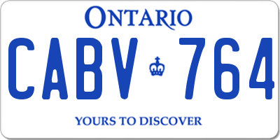 ON license plate CABV764