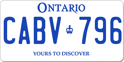 ON license plate CABV796