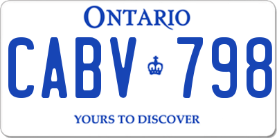 ON license plate CABV798