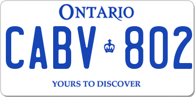 ON license plate CABV802