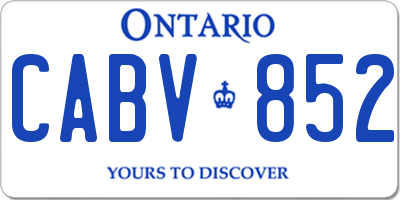 ON license plate CABV852