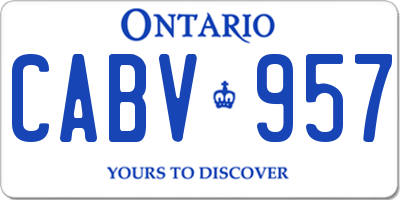 ON license plate CABV957