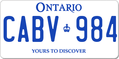 ON license plate CABV984