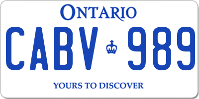 ON license plate CABV989