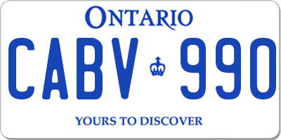 ON license plate CABV990