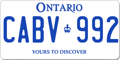 ON license plate CABV992