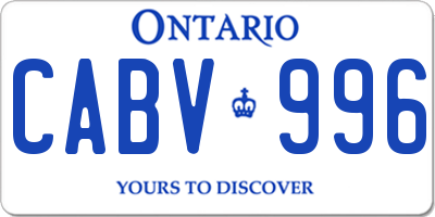 ON license plate CABV996