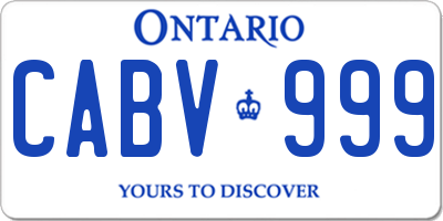 ON license plate CABV999