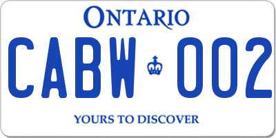 ON license plate CABW002