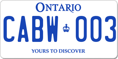 ON license plate CABW003