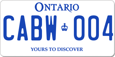 ON license plate CABW004