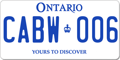 ON license plate CABW006