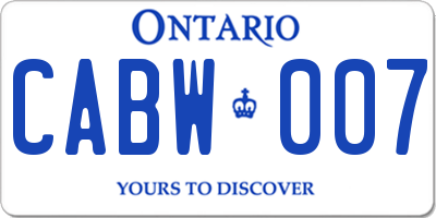 ON license plate CABW007