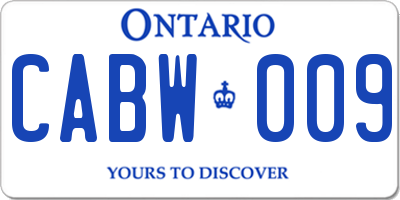 ON license plate CABW009