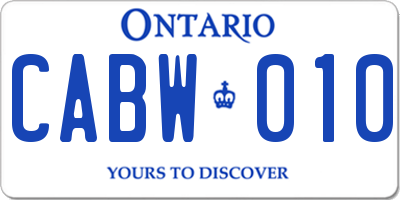 ON license plate CABW010