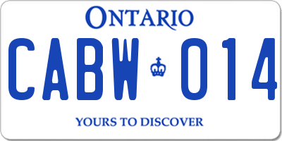 ON license plate CABW014