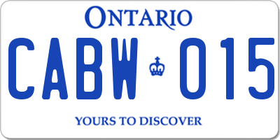 ON license plate CABW015