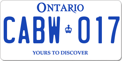 ON license plate CABW017