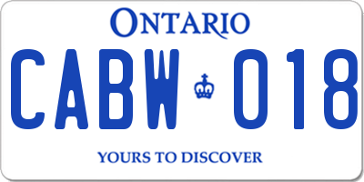 ON license plate CABW018