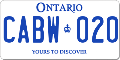 ON license plate CABW020