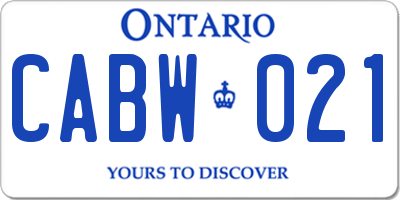 ON license plate CABW021