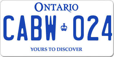 ON license plate CABW024