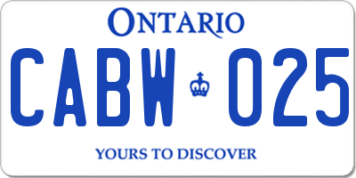 ON license plate CABW025