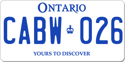 ON license plate CABW026