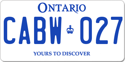 ON license plate CABW027