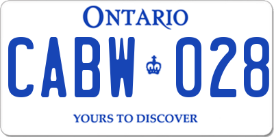 ON license plate CABW028