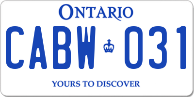 ON license plate CABW031