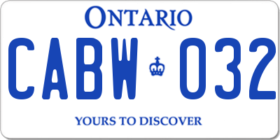 ON license plate CABW032