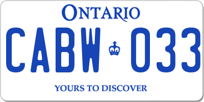 ON license plate CABW033