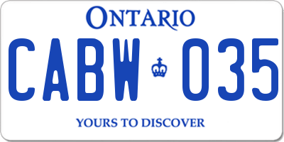 ON license plate CABW035