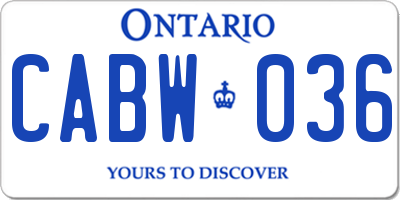 ON license plate CABW036