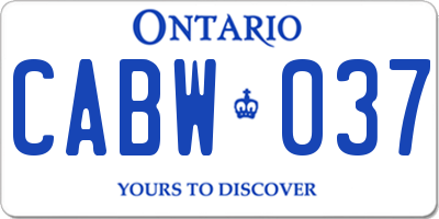 ON license plate CABW037