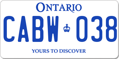 ON license plate CABW038