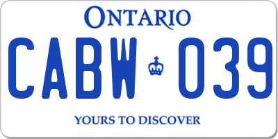 ON license plate CABW039