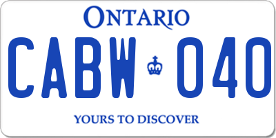 ON license plate CABW040