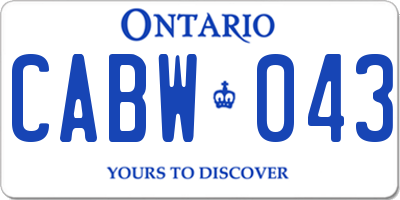 ON license plate CABW043