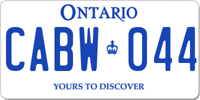 ON license plate CABW044